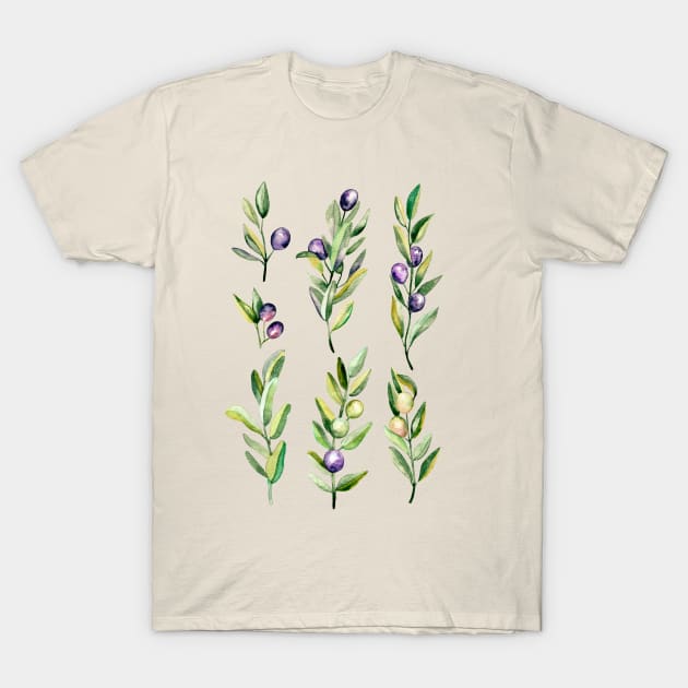 Peace Offering - Watercolour Olive Branches T-Shirt by tangerinetane